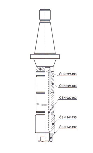 Frézovací trny dlouhé s kuželovou stopkou strmou - 40x27x500 mm, ČSN 241431