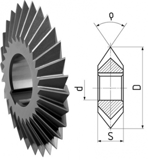 Fréza úhlová oboustranná souměrná - 45°x 80 mm, HSS, ČSN 222250, F857070 